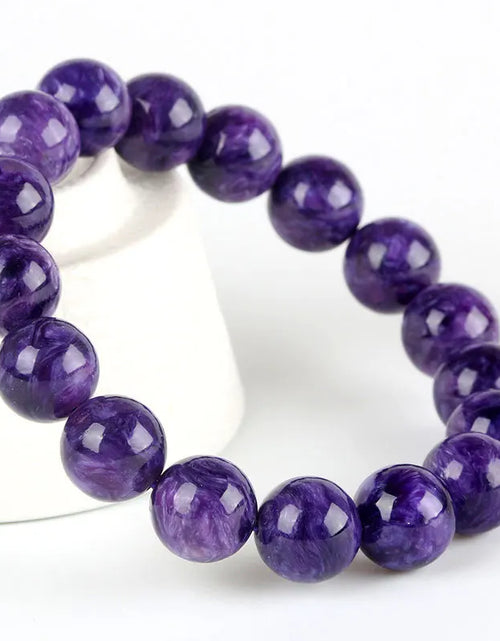 Load image into Gallery viewer, Natural Charoite Beads Bracelet Amethyst Stone Crystal Women Fashion Jewelry Single Circle Elastic Rope Charoite Bracelet Gifts
