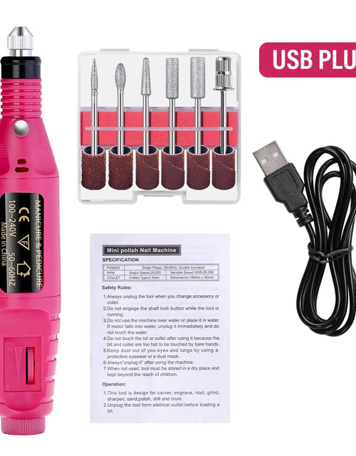 Load image into Gallery viewer, Nail Sander Set Electric Nail Drill Machine Grinding Equipment Milling Cutter For Manicure Pedicure Strong Polishing Tools
