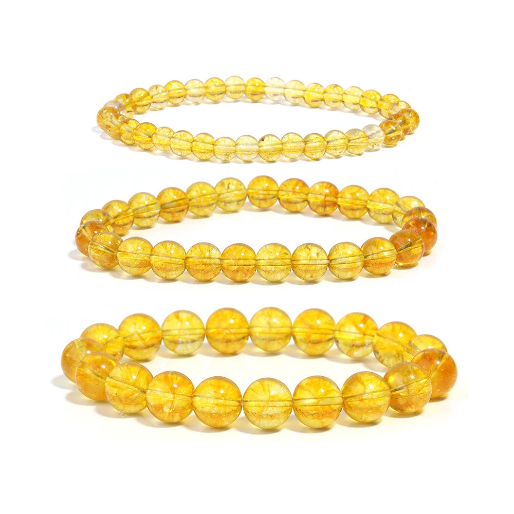 OAIITE Citrine Bracelet for Women Quartz Crystal Agate Jewelry Birthday Gift Yoga Meditation Stretch Wealth Bracelet for Men