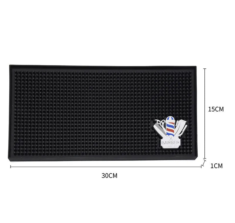 Non-Slip Barber Station Mat Cushion Pad Hairdresser Tool Organizer for Clippers Scissors Comb Trimmers Brushes - Salon Essential