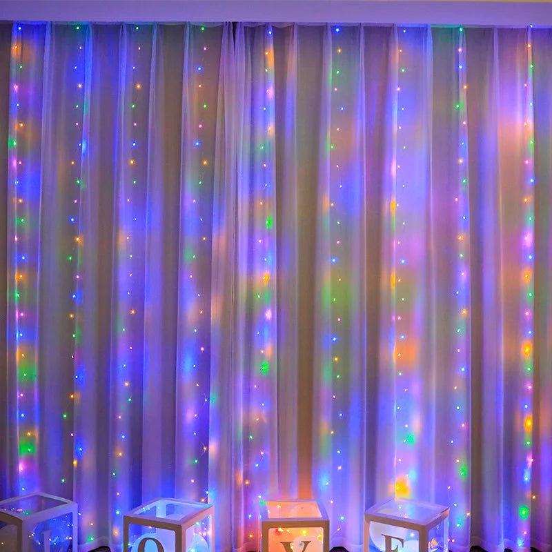 3/6M USB LED Curtain 8Modes Remote Control String Lights Holiday Wedding Fairy Garland Lights For Bedroom Living Room Decor