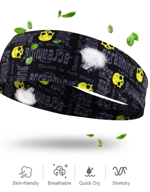 Load image into Gallery viewer, Gothic Skull Headband Sweat Bandage Sport Head Hair Band Workout Tennis Fitness Jog Basketball Running Scary Sweatband Women Men
