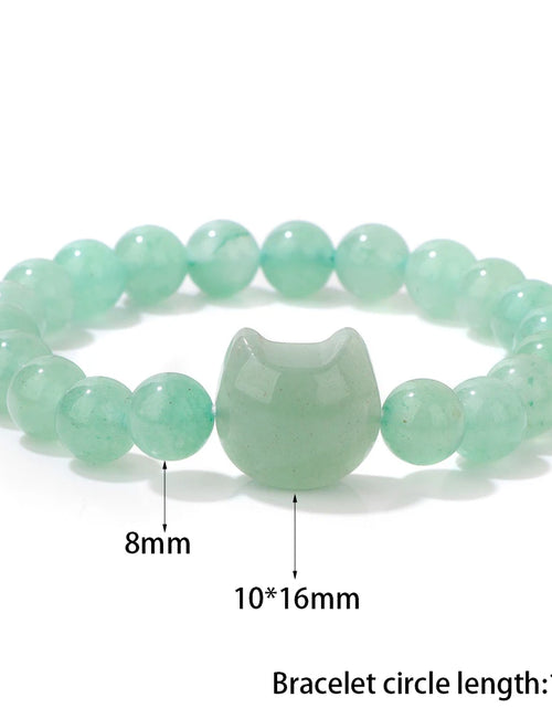 Load image into Gallery viewer, Unique Cute Cat Head Stone Bracelet For Women Natural Beaded Blue Lace Agates Bracelet Men Elastic Jewelry Friendship Party
