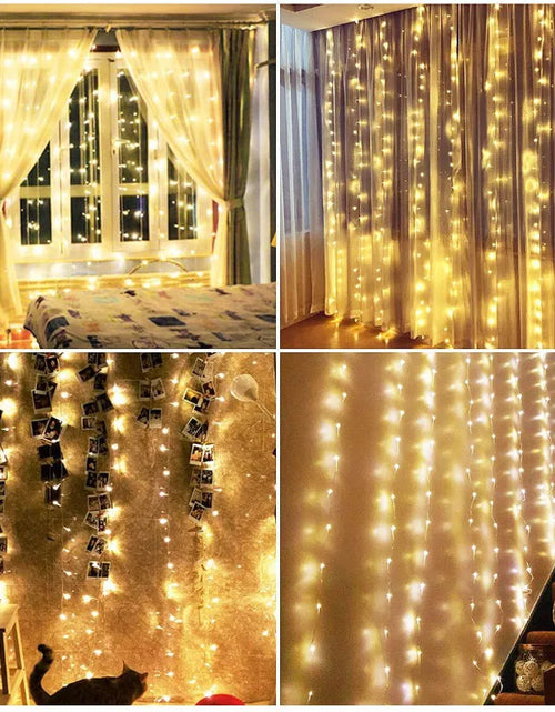 Load image into Gallery viewer, 3/6M USB LED Curtain 8Modes Remote Control String Lights Holiday Wedding Fairy Garland Lights For Bedroom Living Room Decor
