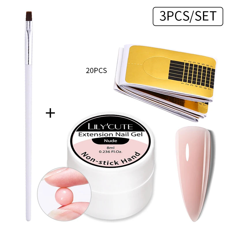 LILYCUTE 6 IN 1 Extension Gel Nail Polish Acrylic Construct Hard Gel Soak Off Self Leveling Reinforcement Gel For Nail HEMA FREE