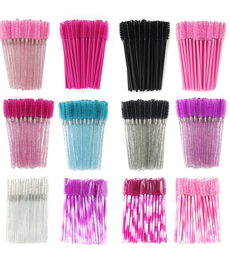 ANNAFRIS 50Pcs  Disposable Eyelash  Brush Soft Head Crystal Eyebrow Brush Lash Extension Brush  Mascara Wand Makeup Tool