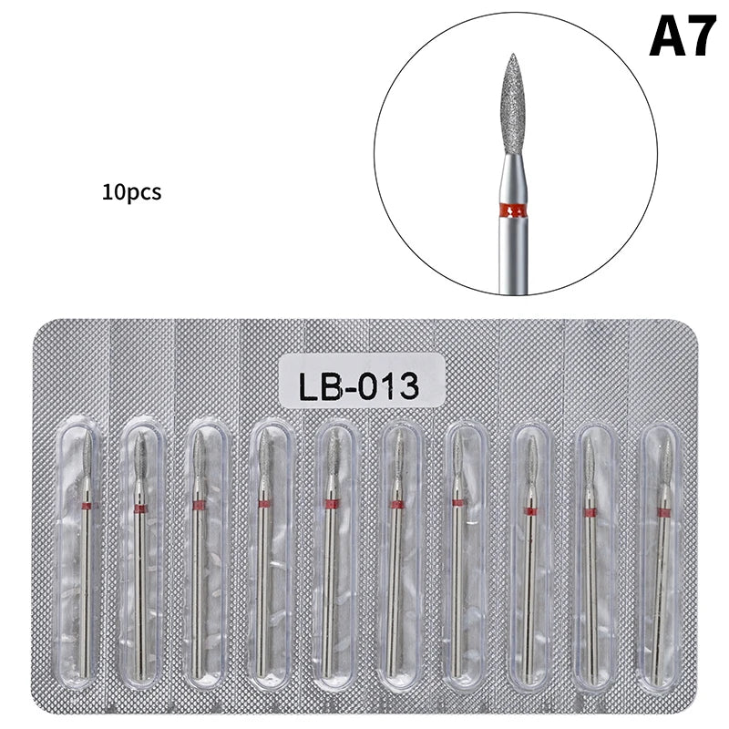10Pcs Diamond Milling Cutter For Manicure Electric Nail Drill Bits Accessory Pedicure Machine Nail File Gel Remover Tool