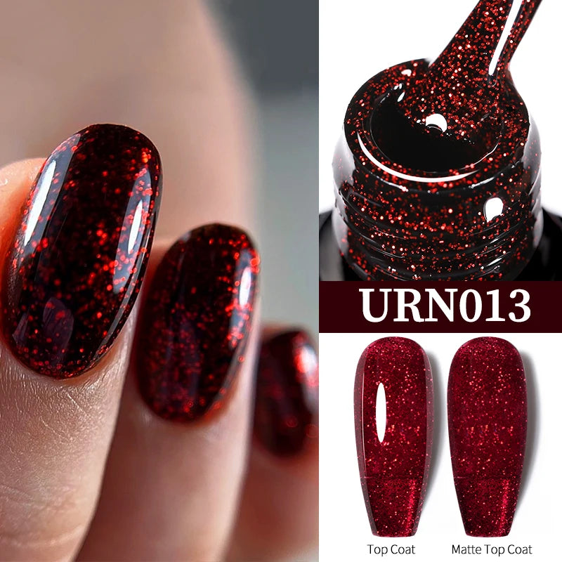 UR SUGAR 7.5ML Blue Black Red Glitter Sequin Color Gel Nail Polish Semi-permanent Varnish For Nail Art Manicure Soak Off UV Gel