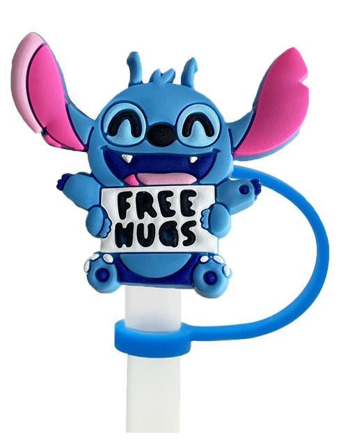 Load image into Gallery viewer, 1-8Pcs MINISO Disney Stitch Straw Cover Cap Cartoon Drink Straw Plug Reusable Dustproof Splash Proof Drinking Cup Straw Cap Gift
