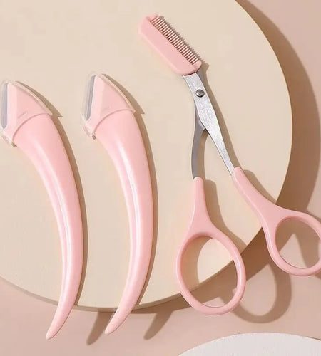 Eyebrow Trimmer Set, Curved Eyebrow Razor, Eyebrow Scissors With Comb, Convenient Easy Beauty Tools For Beginners