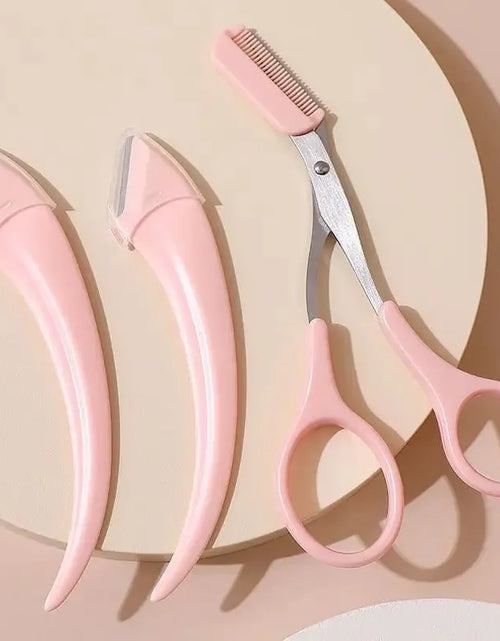 Load image into Gallery viewer, Eyebrow Trimmer Set, Curved Eyebrow Razor, Eyebrow Scissors With Comb, Convenient Easy Beauty Tools For Beginners

