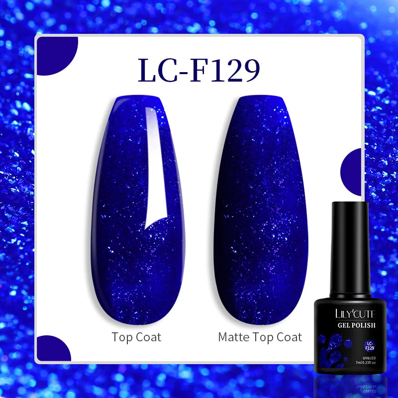 LILYCUTE 7ML Glitter Gel Nail Polish Sparkling Semi Permanent UV Gel Colorful Shinning Gel Varnish Nail Art Soak Off UV LED Gel