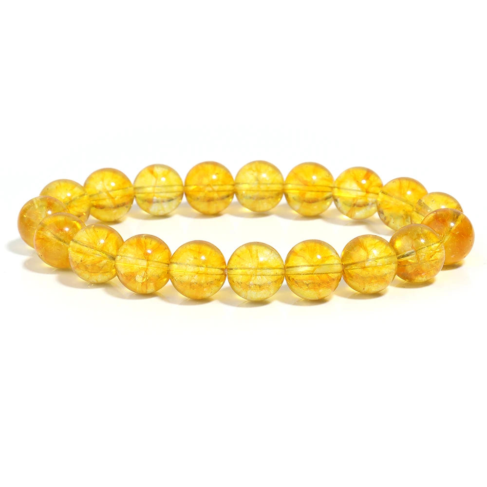 OAIITE Citrine Bracelet for Women Quartz Crystal Agate Jewelry Birthday Gift Yoga Meditation Stretch Wealth Bracelet for Men