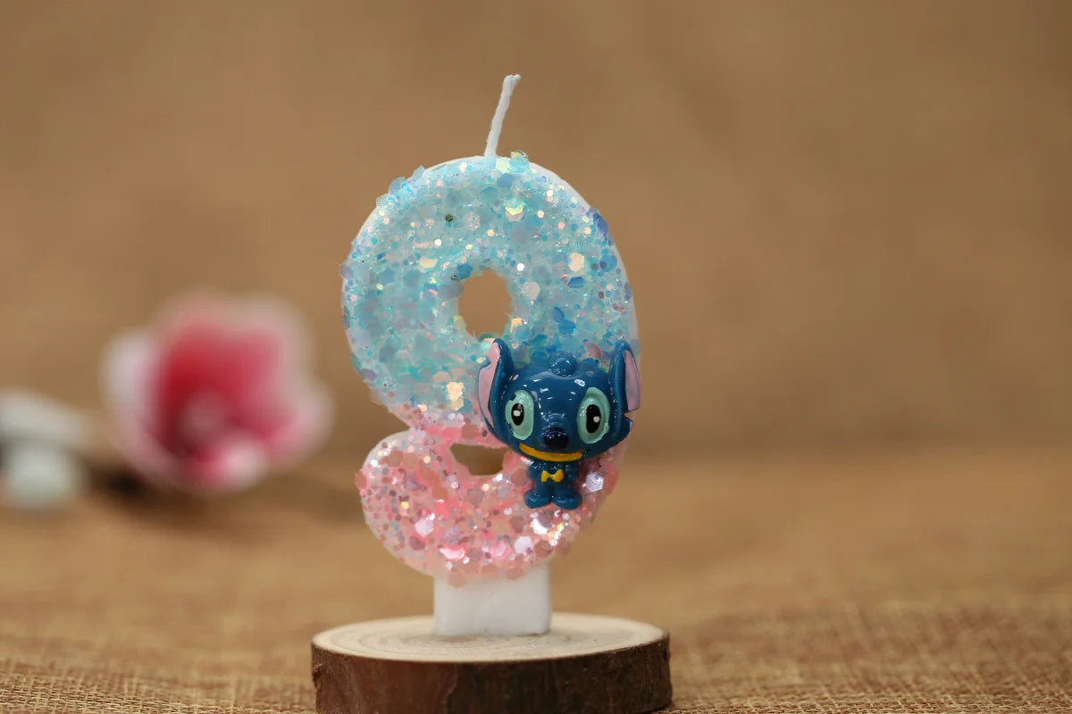 Disney Anime Lilo & Stitch 0-9 Number Candle Cute 3D Stitch Cartoon Character Party Cake Plug-in Birthday Cake Decoration Gift
