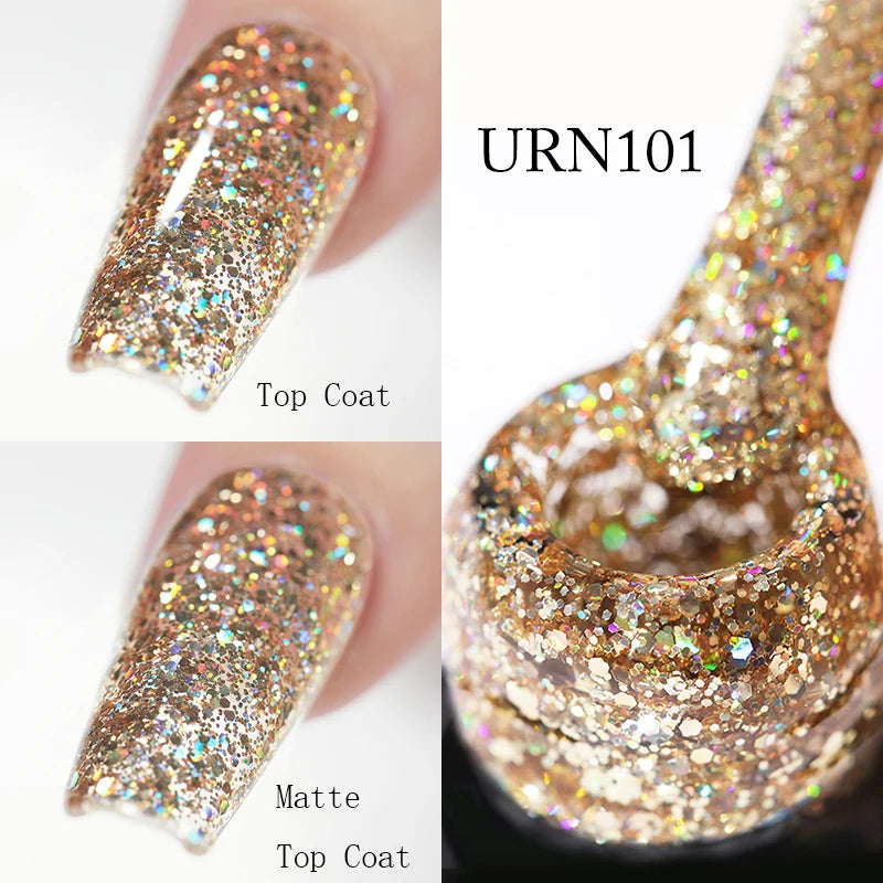 UR SUGAR 7.5ML Blue Black Red Glitter Sequin Color Gel Nail Polish Semi-permanent Varnish For Nail Art Manicure Soak Off UV Gel