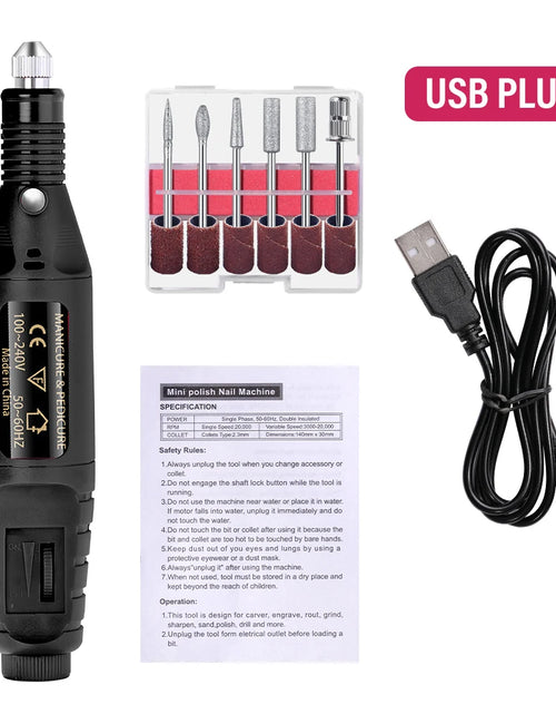 Load image into Gallery viewer, LULAA Electric Nail Drill Machine Set Pedicure Grinding Equipment Mill For Manicure  Professional Strong Nail Polishing Tool
