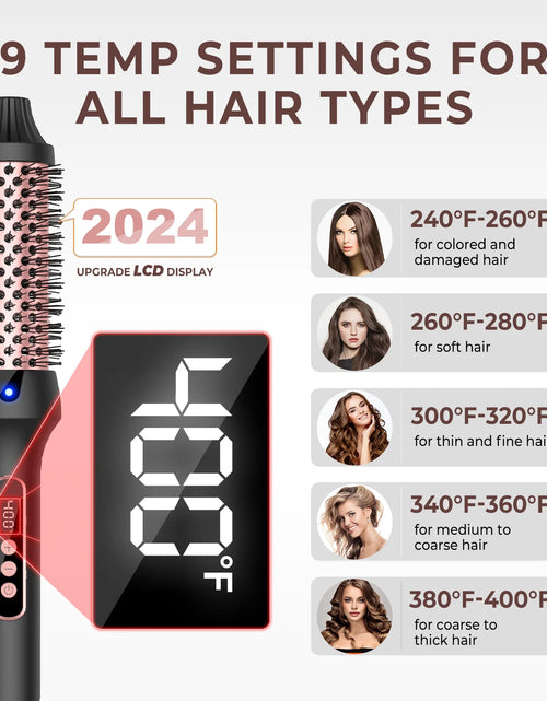 Load image into Gallery viewer, Thermal Brush Curling Iron 9 Temps Heated Round Brush Thermal Round Brush with LCD Display Hair Curler Hair Styling Tools
