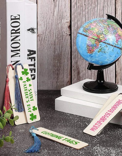 Load image into Gallery viewer, 10/20/60Pcs Wood Bookmark Bulk Blank Hanging Label Wooden Bookmarks Sign Unfinished Label Ornaments With Tassel Ropes DIY Crafts
