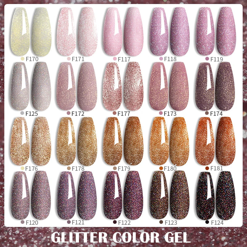 LILYCUTE 7ML Glitter Gel Nail Polish Sparkling Semi Permanent UV Gel Colorful Shinning Gel Varnish Nail Art Soak Off UV LED Gel