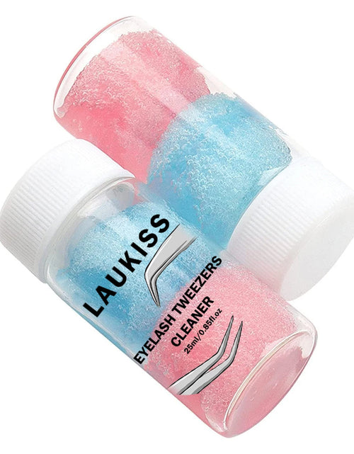 Load image into Gallery viewer, 25ml Eyelashes Tweezers Cleaner Eyelash Extension Tweezers Cleaning Tools With Glue Remover Liquid And Sponge Ball Cleaning Glue
