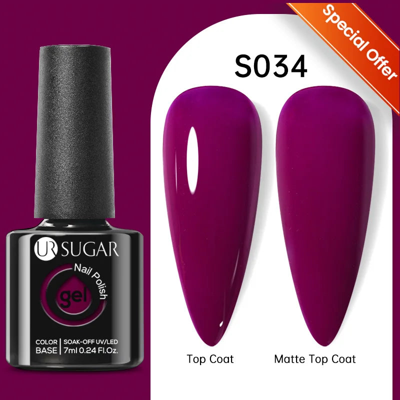 UR SUGAR 7.5ML Blue Black Red Glitter Sequin Color Gel Nail Polish Semi-permanent Varnish For Nail Art Manicure Soak Off UV Gel