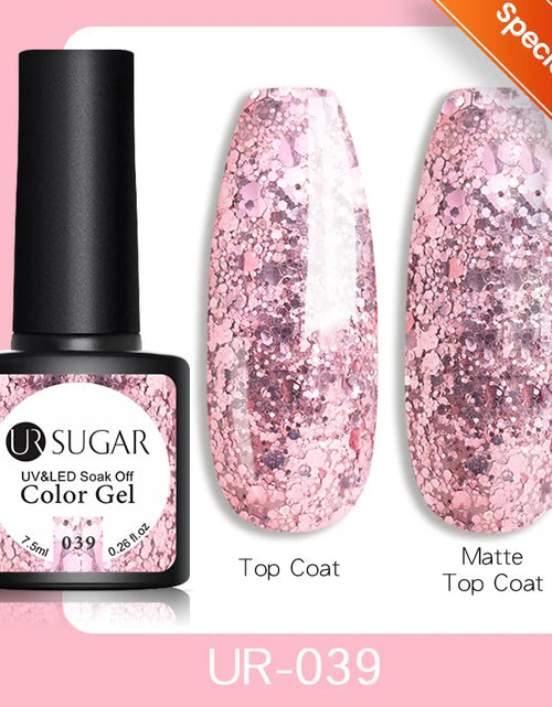 Load image into Gallery viewer, UR SUGAR 7.5ML Blue Black Red Glitter Sequin Color Gel Nail Polish Semi-permanent Varnish For Nail Art Manicure Soak Off UV Gel
