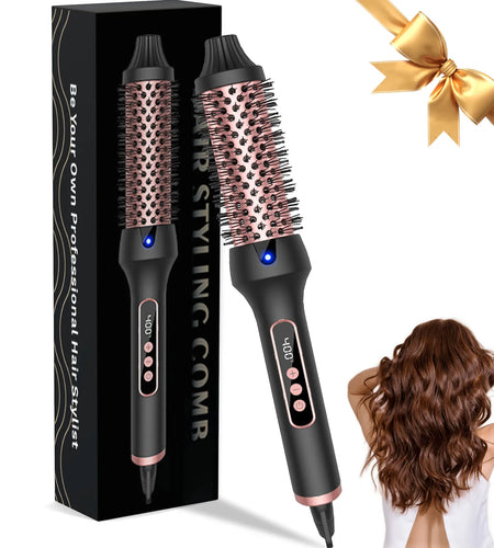 Thermal Brush Curling Iron 9 Temps Heated Round Brush Thermal Round Brush with LCD Display Hair Curler Hair Styling Tools