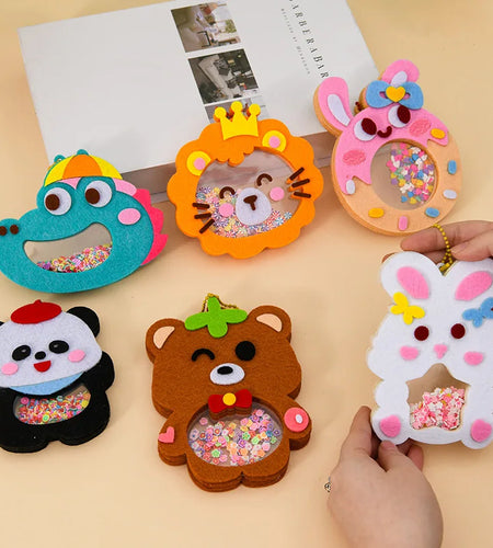 Cartoon Non Woven Shake Pendant DIY Material Kits For Children Kids Easy To Paste Accessories Handmade Crafts Shaker Puzzle Toys