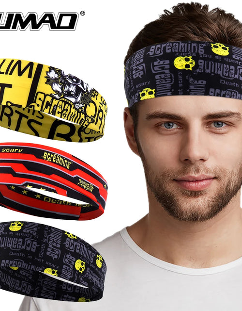 Load image into Gallery viewer, Gothic Skull Headband Sweat Bandage Sport Head Hair Band Workout Tennis Fitness Jog Basketball Running Scary Sweatband Women Men
