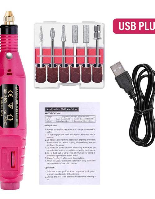 Load image into Gallery viewer, LULAA Electric Nail Drill Machine Set Pedicure Grinding Equipment Mill For Manicure  Professional Strong Nail Polishing Tool
