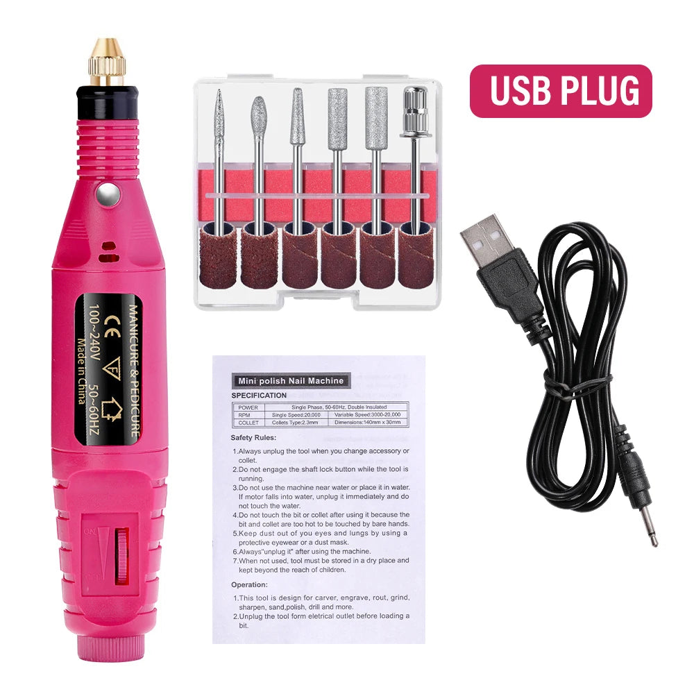 LULAA Electric Nail Drill Machine Set Pedicure Grinding Equipment Mill For Manicure  Professional Strong Nail Polishing Tool