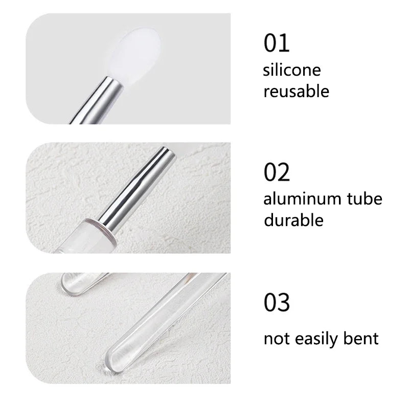 1/3/10pcs Portable Silicone Lip Brush with Cover Soft Multifunction Lip Balm Applicator Lipstick Lipgloss Makeup Brush Reusable