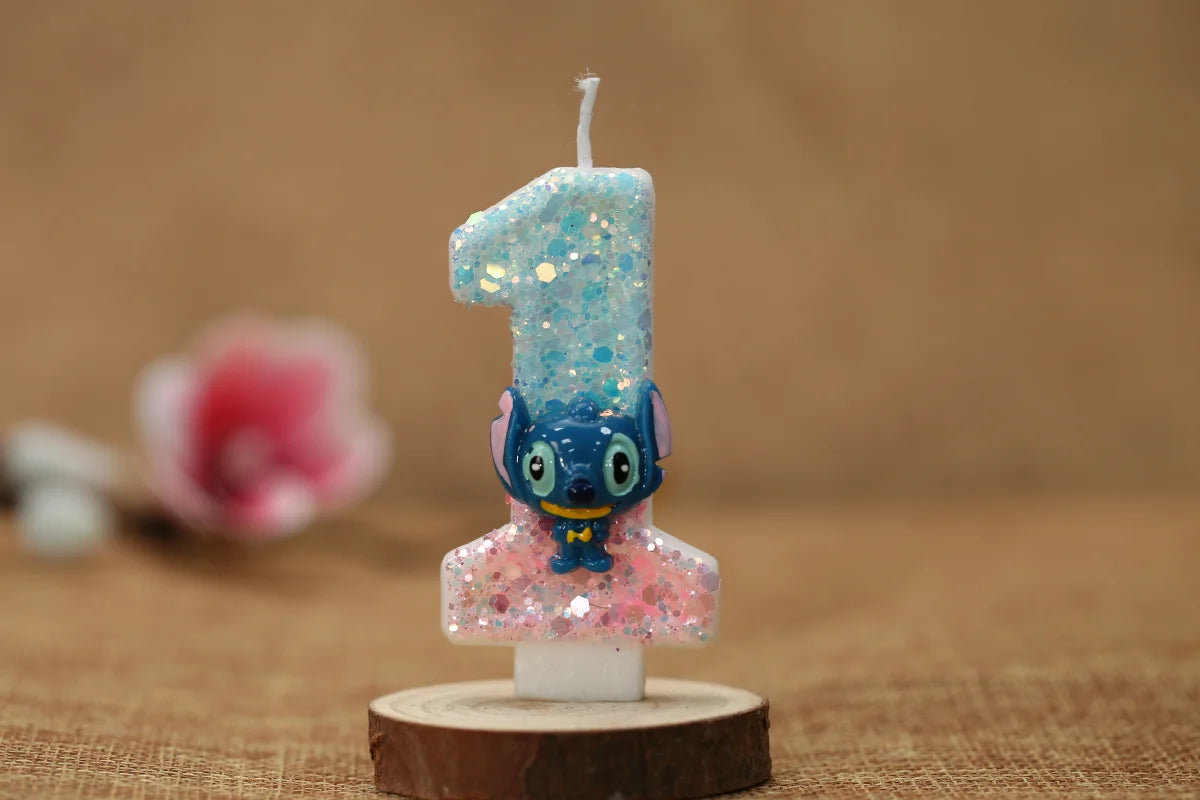 Disney Anime Lilo & Stitch 0-9 Number Candle Cute 3D Stitch Cartoon Character Party Cake Plug-in Birthday Cake Decoration Gift