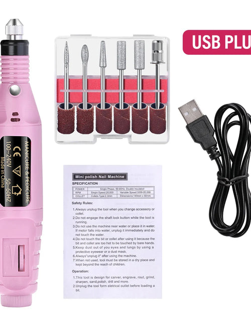 Load image into Gallery viewer, Nail Sander Set Electric Nail Drill Machine Grinding Equipment Milling Cutter For Manicure Pedicure Strong Polishing Tools
