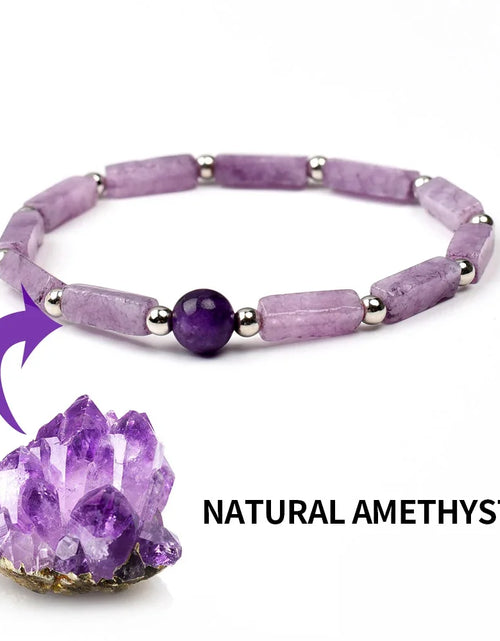 Load image into Gallery viewer, Natural Amethyst Body-purify Slimming Bracelet Stone Energy Yoga Bracelets for Women Weight Loss Bracelet Fatigue Relief Healing
