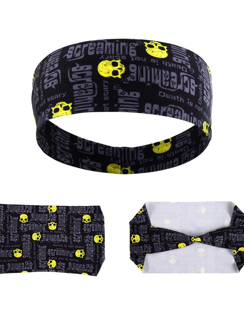 Load image into Gallery viewer, Gothic Skull Headband Sweat Bandage Sport Head Hair Band Workout Tennis Fitness Jog Basketball Running Scary Sweatband Women Men
