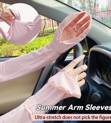 1 Pairs Anti-sunburn Sleeve Summer Uv Solar Arm Sleeves Women's Driving Sun Protection Long Sleeve Adjustable Cuffs