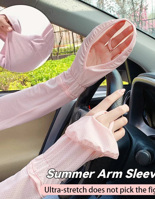 Load image into Gallery viewer, 1 Pairs Anti-sunburn Sleeve Summer Uv Solar Arm Sleeves Women&#39;s Driving Sun Protection Long Sleeve Adjustable Cuffs
