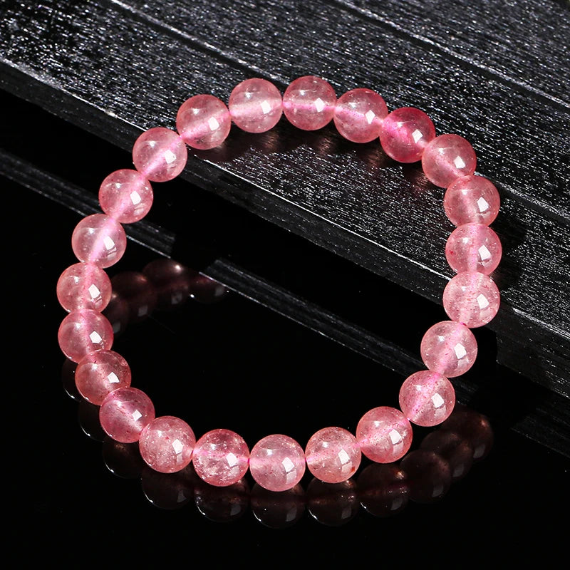 JD 5A Natural Brazil Strawberry Crystal Quartz Bead Bracelet Women Charm Purify the Soul Jewelry Reiki Healing Pulsera Yoga Gift
