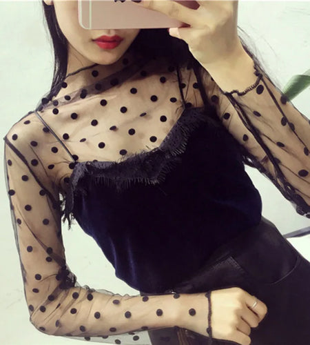 New Transparent See Through Shirt Women Sexy Harajuku Mesh Tops Net Undershirt Star Base Top Camisas Femininas Clubwear SheerTee