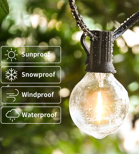 30M LED Fairy String Light Outdoor Birthday Party Light String G40 Patio Garden Light Clear Vintage Bulb Chain For Wedding Decor