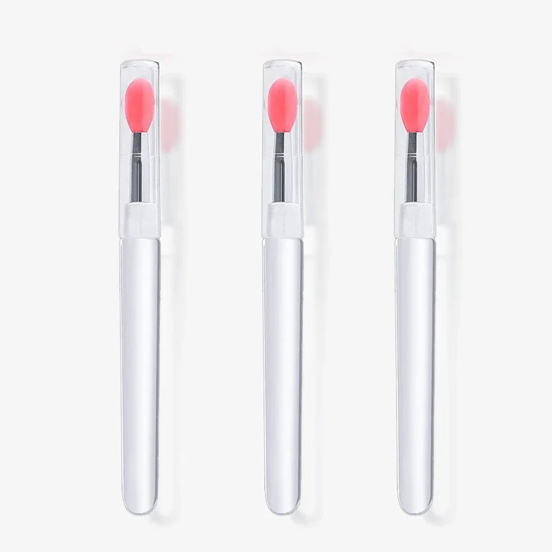 1/3/10pcs Portable Silicone Lip Brush with Cover Soft Multifunction Lip Balm Applicator Lipstick Lipgloss Makeup Brush Reusable