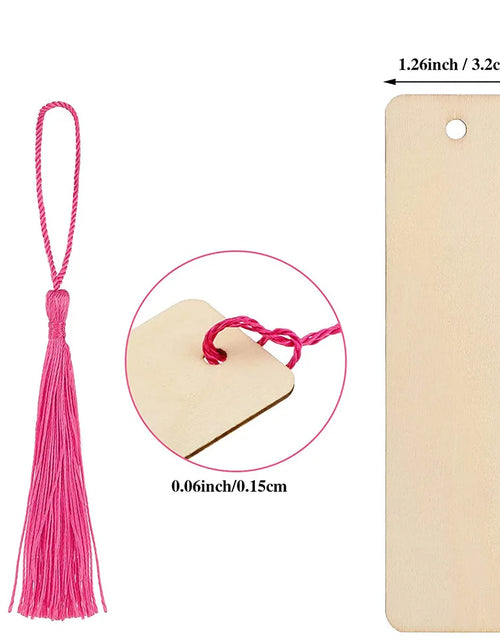 Load image into Gallery viewer, 10/20/60Pcs Wood Bookmark Bulk Blank Hanging Label Wooden Bookmarks Sign Unfinished Label Ornaments With Tassel Ropes DIY Crafts
