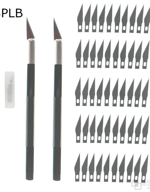 Load image into Gallery viewer, Engraving Non-Slip Metal Scalpel Knife Kit + 50/20/10/5pcs #11 Blades Cutter Craft Knives for Mobile Phone PCB Repair Hand Tools

