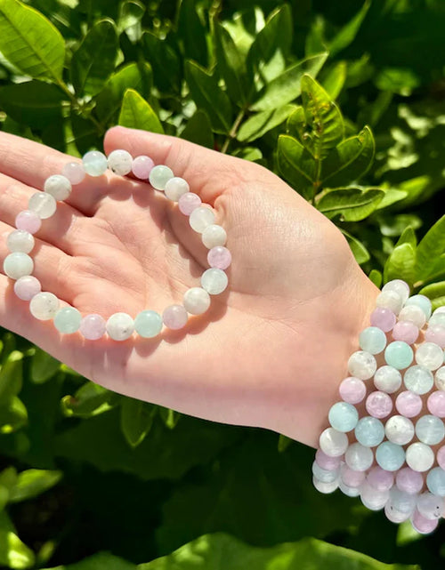 Load image into Gallery viewer, Meditation Bracelet Aquamarine Rainbow Moonstone Kunzite Grounding Meditation Bracelet Gifts for Men and Women
