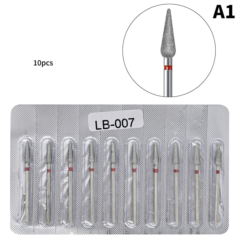 10Pcs Diamond Milling Cutter For Manicure Electric Nail Drill Bits Accessory Pedicure Machine Nail File Gel Remover Tool