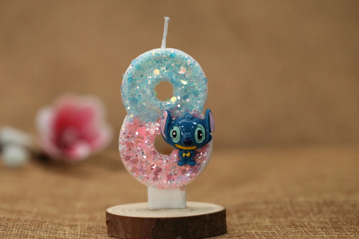 Disney Anime Lilo & Stitch 0-9 Number Candle Cute 3D Stitch Cartoon Character Party Cake Plug-in Birthday Cake Decoration Gift