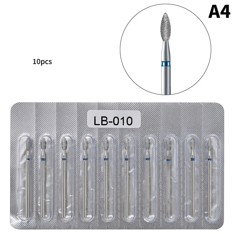 10Pcs Diamond Milling Cutter For Manicure Electric Nail Drill Bits Accessory Pedicure Machine Nail File Gel Remover Tool