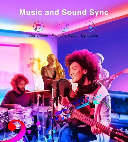 200ft smart LED light strip (2 rolls 100ft), bedroom color-changing RGB light built-in microphone can rhythm with music, su