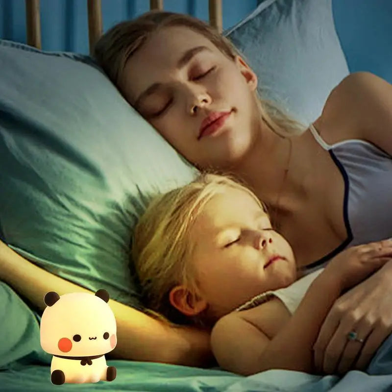 LED Night Lights Cute Panda Silicone Lamp USB Rechargeable Touch Night Lamp Bedside Decor 3 Modes Dimmable Kids Baby nightlight